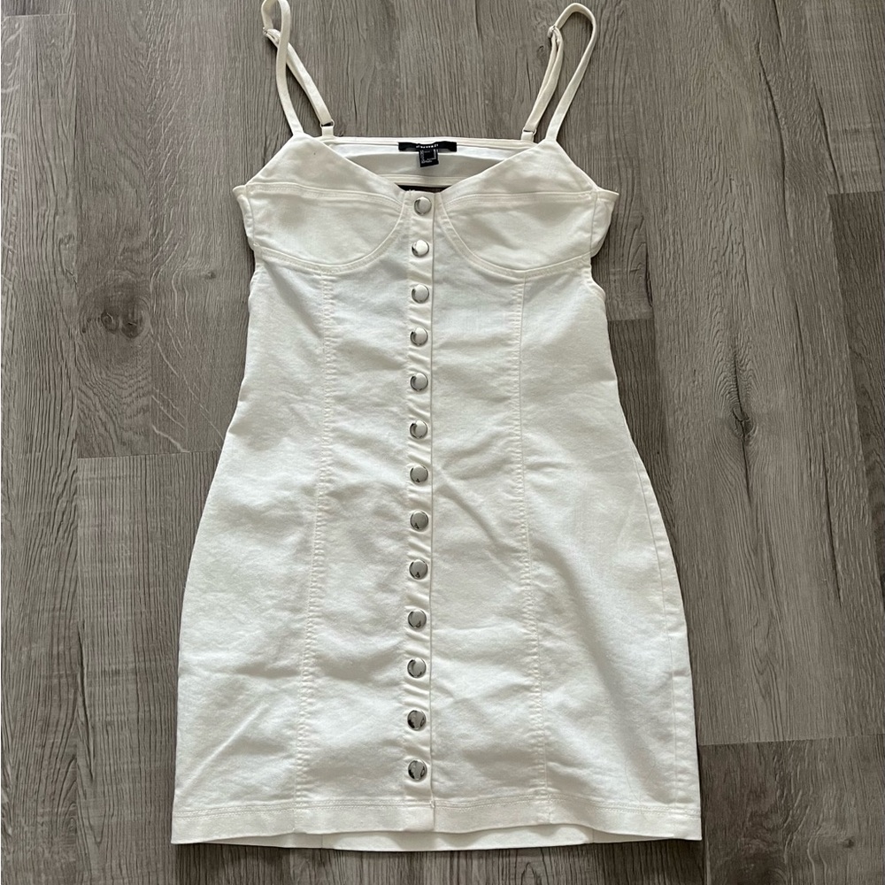 White Button-Front Mini Dress
